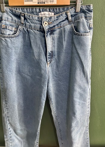 Kadın Mavi Midi Boy Rahat Kesim Denim Pantolon - Görsel 3