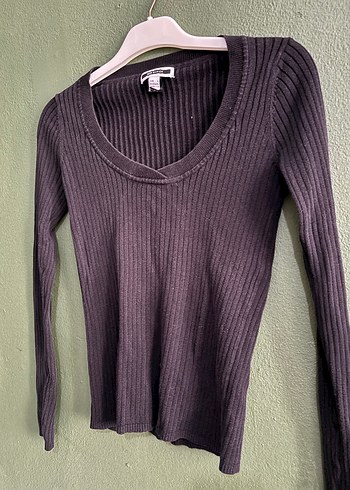 Gri V Yaka Uzun Kollu Triko Kadın Kazak - Görsel 2