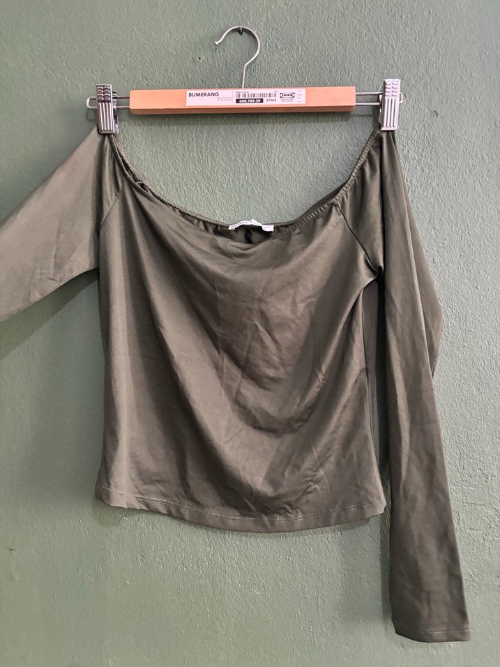 Kadın Bej Keten Uzun Kollu Bluz - Görsel 3