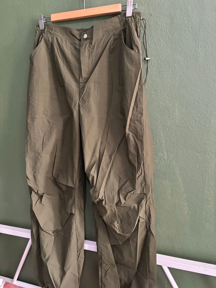 Kadın Haki Keten Salaş Midi Pantolon - Görsel 2