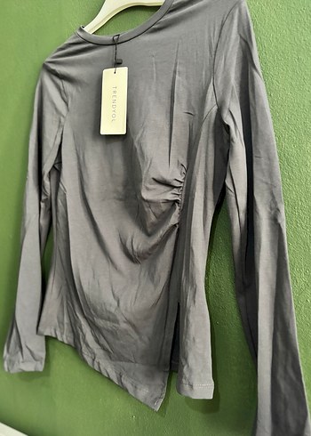 Gri Uzun Kollu Kadın Bluz - Görsel 2