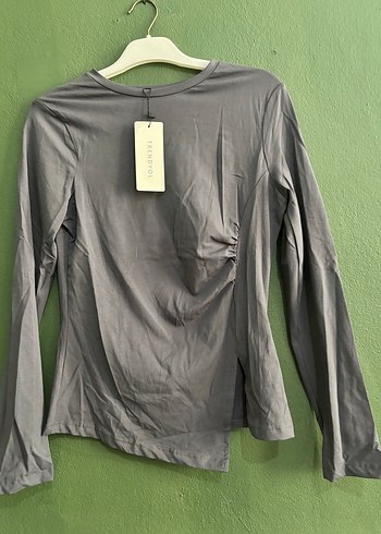 Gri Uzun Kollu Kadın Bluz - Görsel 3