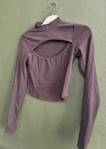 Yüksek Yakalı Mor Uzun Kollu Kadın Bluz - Görsel 2