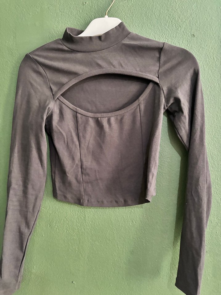 Yüksek Yakalı Mor Uzun Kollu Kadın Bluz - Görsel 3