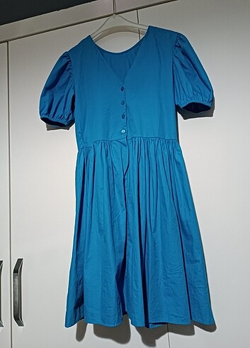 11-12 Yaş Beden mavi Renk Mavi elbise