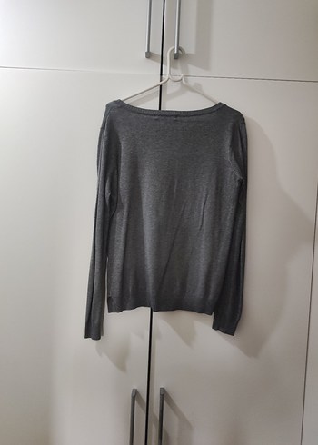 Mango basics Gri V Yakalı Uzun Kollu Kadın Triko ince Kazak - Görsel 5