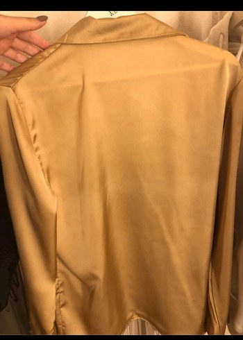 Sarı V Yaka Uzun Kollu kadın gömlek - Görsel 7