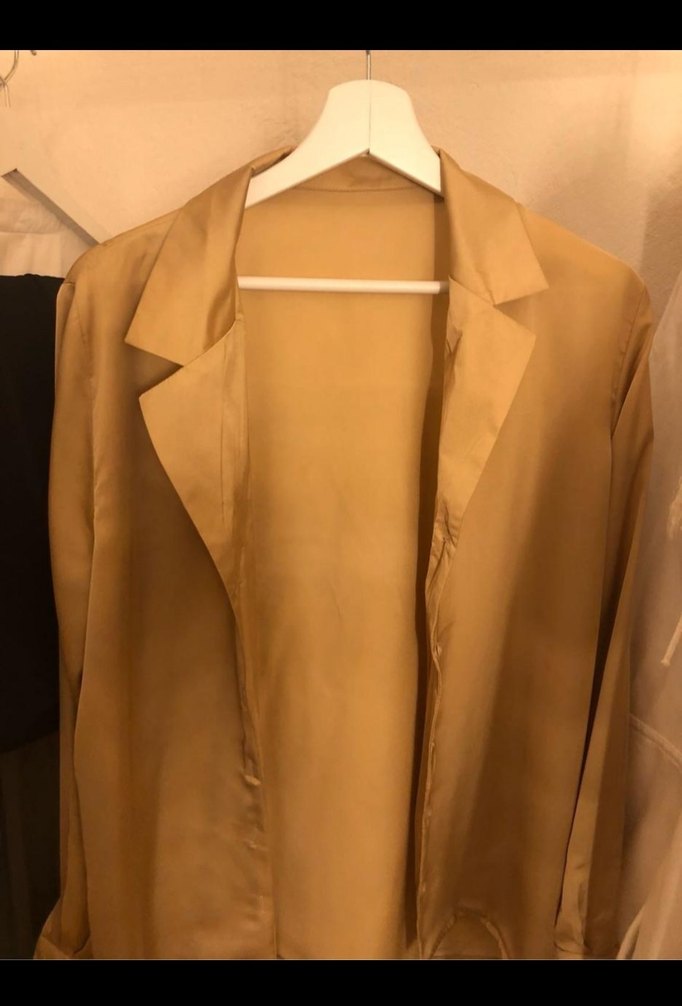 Sarı V Yaka Uzun Kollu kadın gömlek - Görsel 5