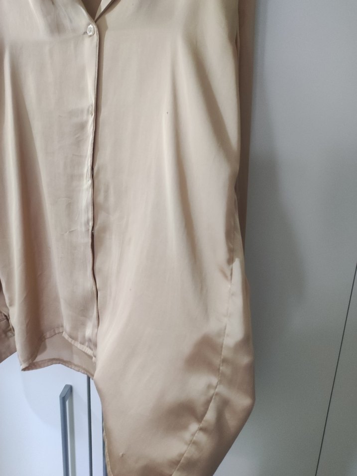 Sarı V Yaka Uzun Kollu kadın gömlek - Görsel 3