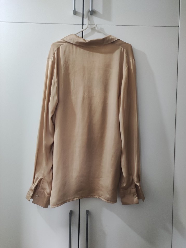 Sarı V Yaka Uzun Kollu kadın gömlek - Görsel 4