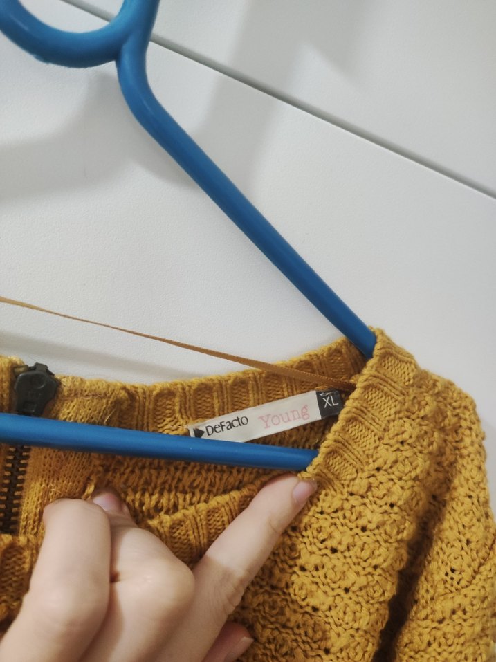 DeFacto Young hardal sarı basic kadın kazak - Görsel 3