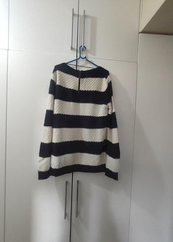 DeFacto Young lacivert ve krem (kırık beyaz) çizgili kadın kazak - Görsel 6