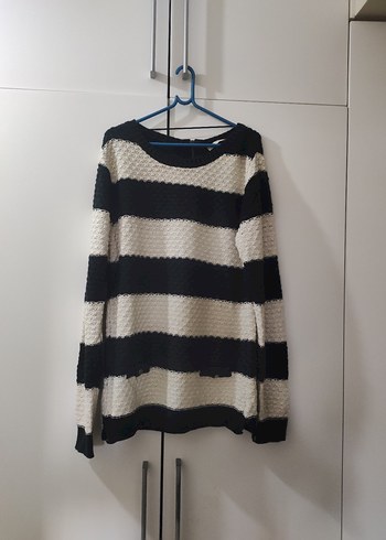 DeFacto Young lacivert ve krem (kırık beyaz) çizgili kadın kazak - Görsel 2