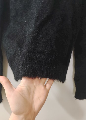 Siyah V Yaka Uzun Kollu Kadın Kazak Addax - Görsel 4