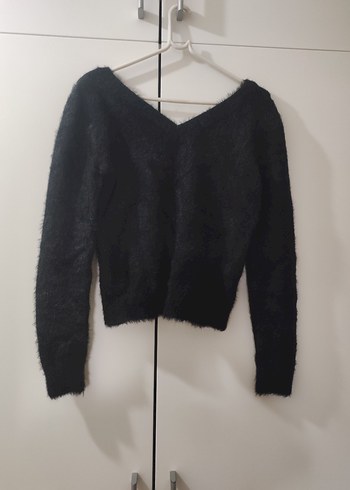 Siyah V Yaka Uzun Kollu Kadın Kazak Addax - Görsel 3