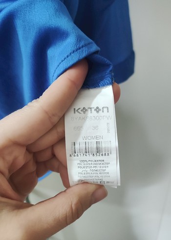 Koyu mavi V Yaka Uzun Kollu Koton kadın gömlek - Görsel 2