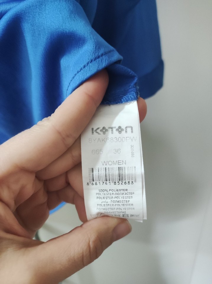 Koyu mavi V Yaka Uzun Kollu Koton kadın gömlek - Görsel 2