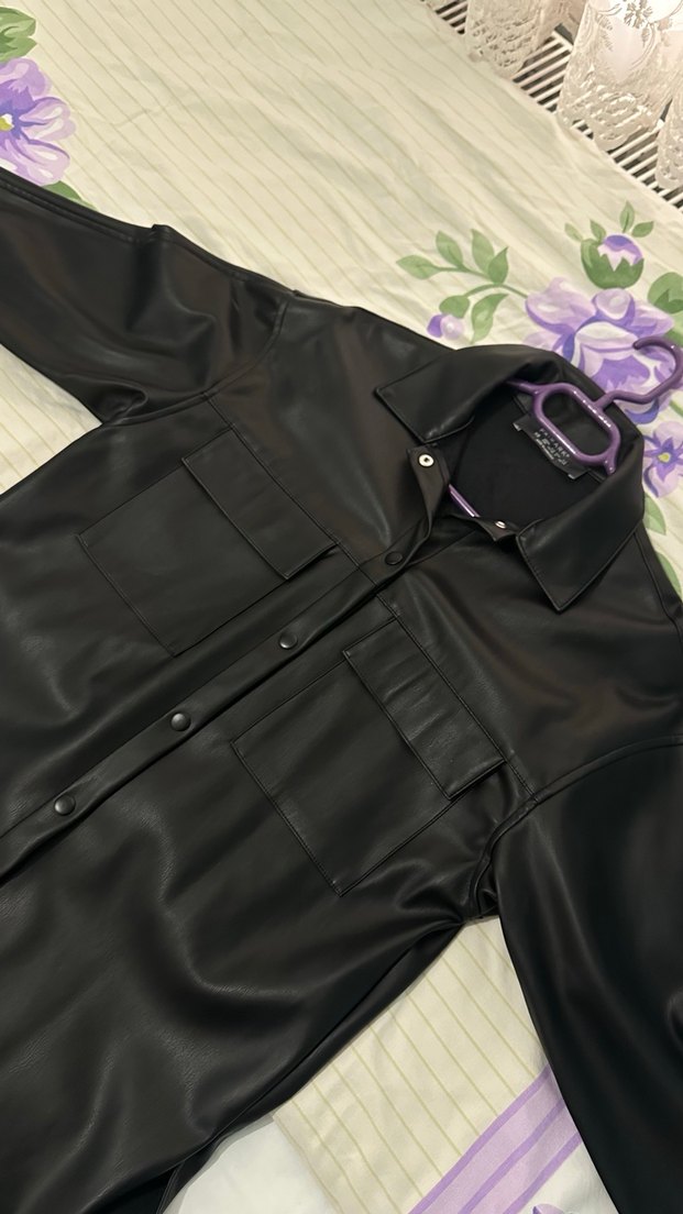 Siyah Rugan Kadın Deri Ceket - Görsel 4