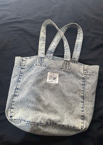 Gri Baskılı Denim Kadın Omuz Çantası