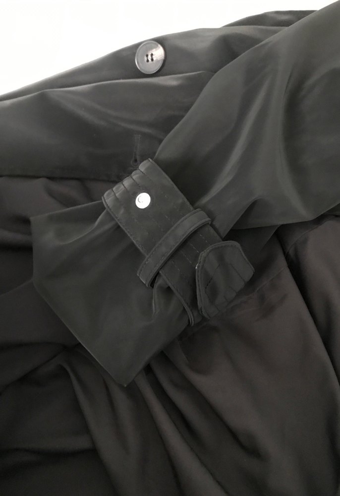 Kadın Siyah Uzun Düğmeli  kuşaklı Trençkot - Görsel 5