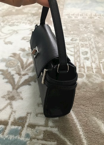 Siyah Deri Tokalı Kadın Çanta - Görsel 3