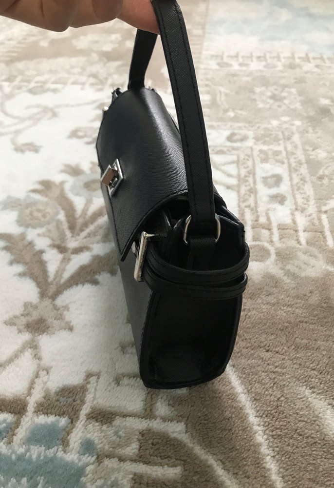 Siyah Deri Tokalı Kadın Çanta - Görsel 3