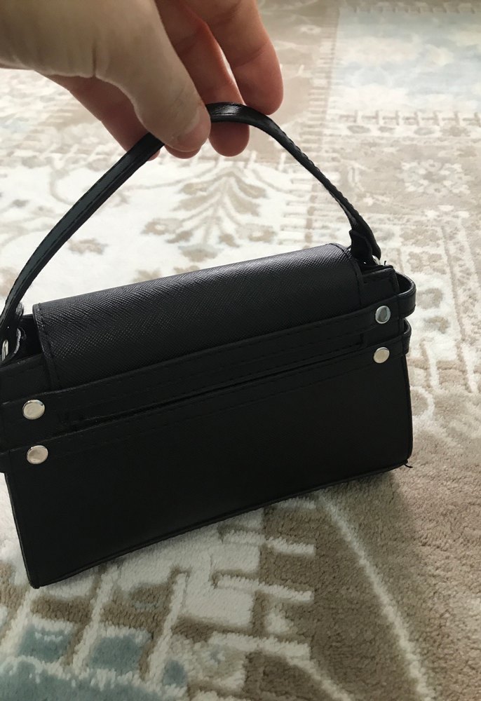 Siyah Deri Tokalı Kadın Çanta - Görsel 2