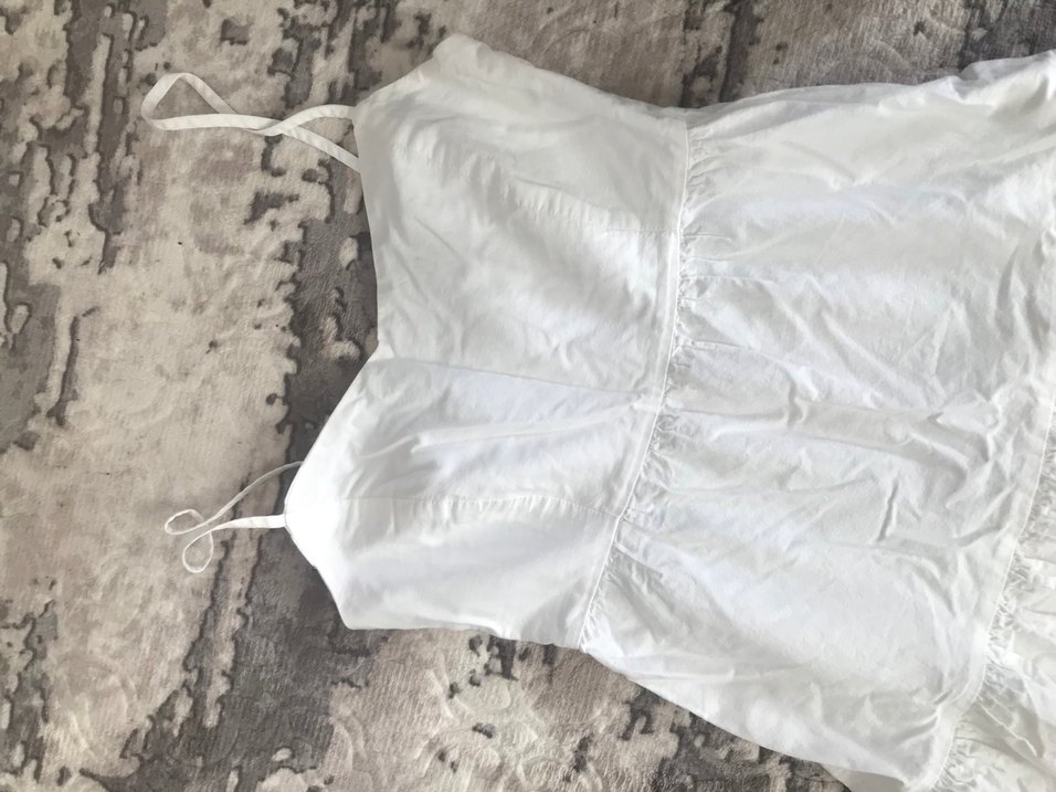 Beyaz ip askılı uzun yazlık elbise - Görsel 3