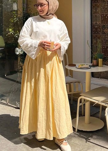 36 Beden Ceylan otantik tereyağ sarısı etek