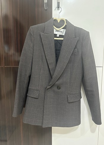 Kahve Düğmeli Kadın Blazer Ceket - Görsel 4