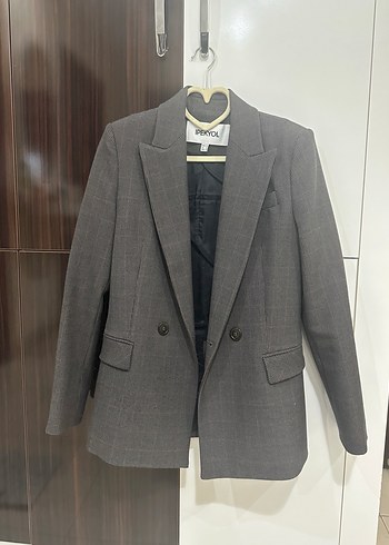 Kahve Düğmeli Kadın Blazer Ceket - Görsel 2