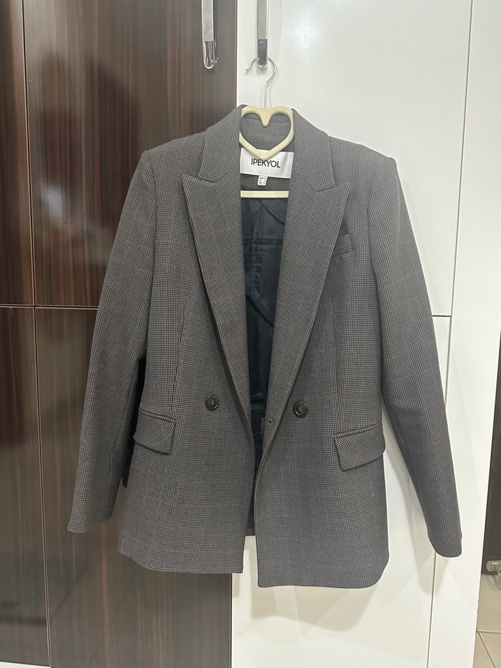 Kahve Düğmeli Kadın Blazer Ceket - Görsel 2