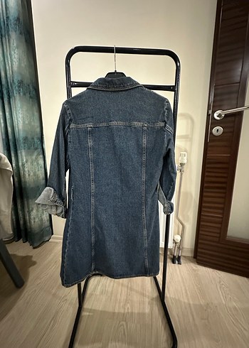 Kadın Lacivert Kemerli Denim Ceket - Görsel 5
