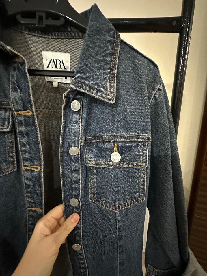 Kadın Lacivert Kemerli Denim Ceket - Görsel 3