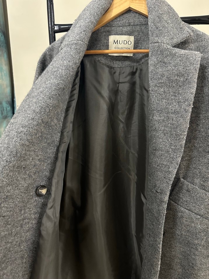 Gri Mudo Uzun Kışlık Kaban - Görsel 4
