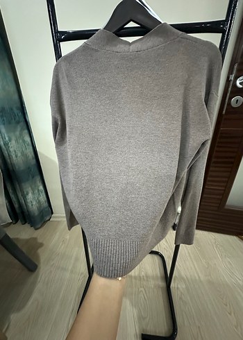 Gri Kadın Triko Midi Hırka - Görsel 5