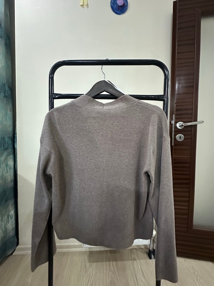 Gri Kadın Triko Midi Hırka - Görsel 4