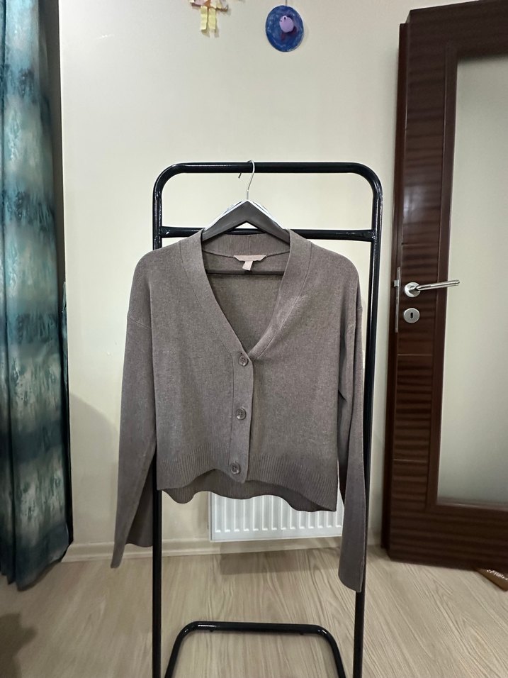 Gri Kadın Triko Midi Hırka - Görsel 2