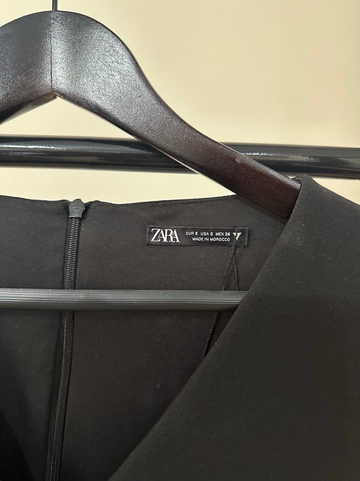 Siyah Drapeli V Yakalı Midi Elbise - Görsel 3