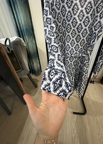 Gri Desenli Bohem Hamile Tunik - Görsel 5