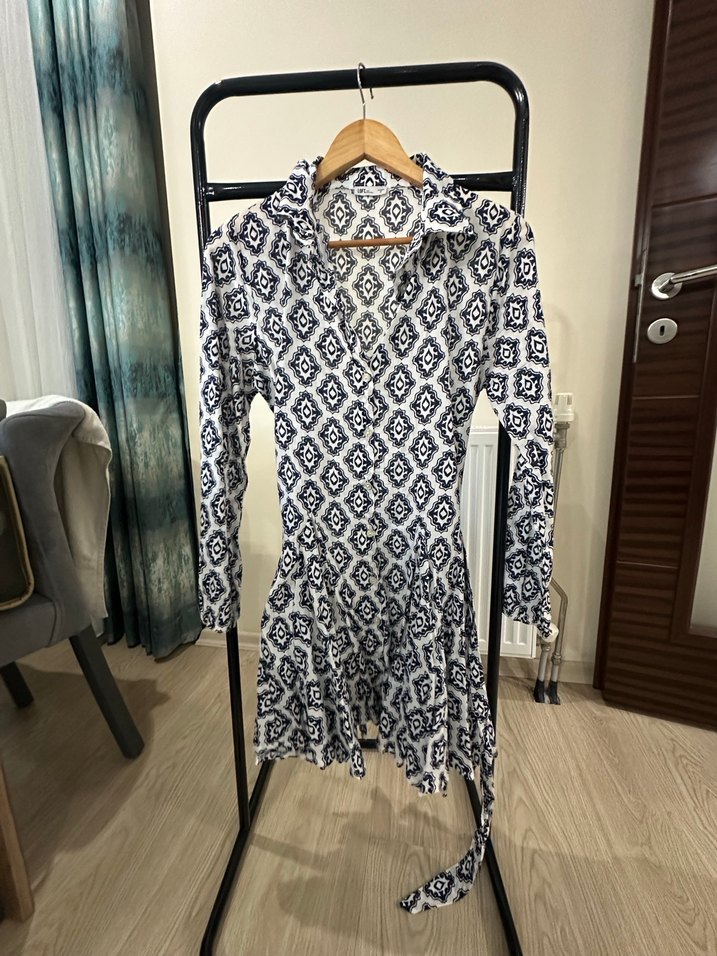 Gri Desenli Bohem Hamile Tunik - Görsel 2