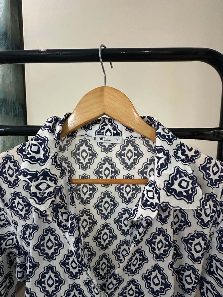 Gri Desenli Bohem Hamile Tunik - Görsel 3