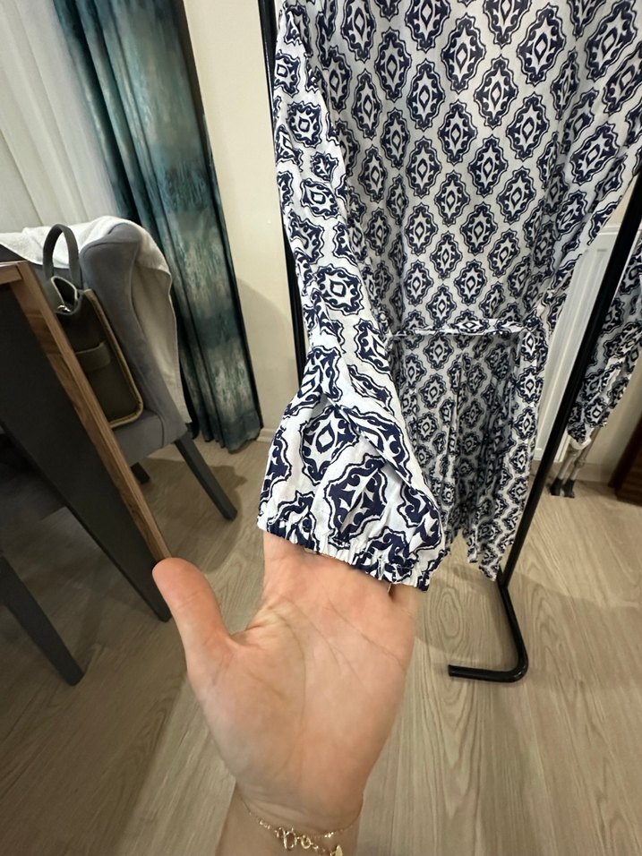 Gri Desenli Bohem Hamile Tunik - Görsel 5