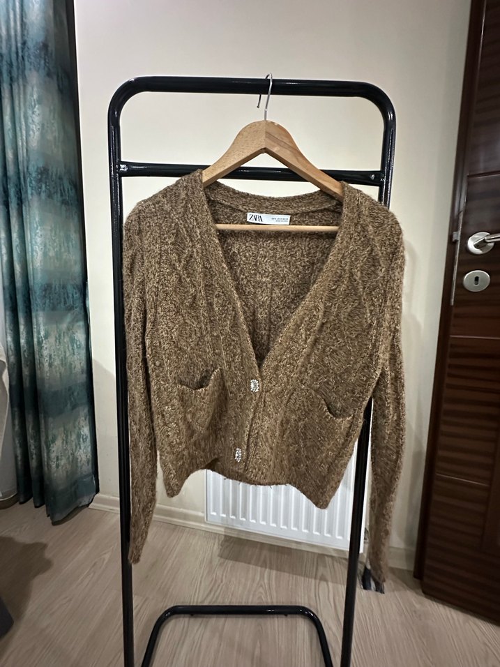 Zara Kahverengi Triko Hırka - Görsel 5