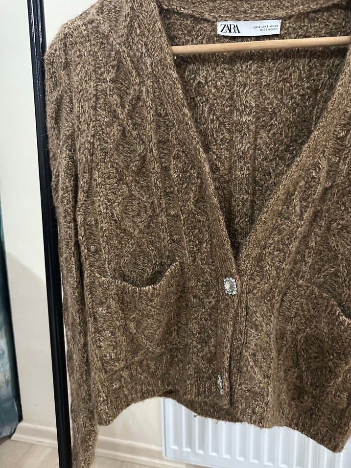 Zara Kahverengi Triko Hırka - Görsel 3