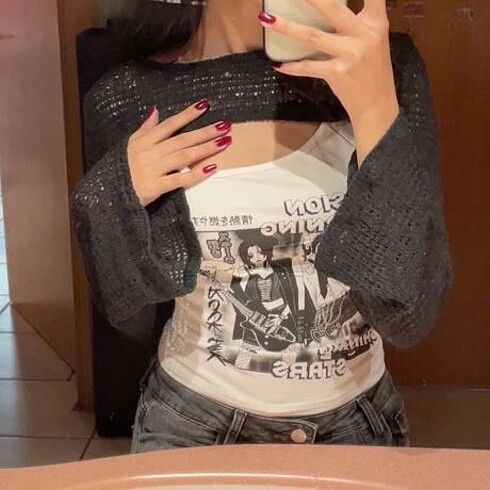 Nana-Anime gothic beyaz crop