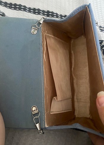 Diğer Mavi Süet Zincir Detaylı Kadın Çanta