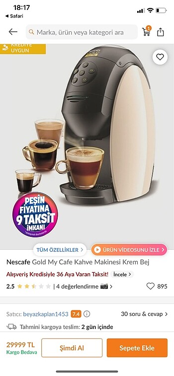 Nescafe kahve makinesi