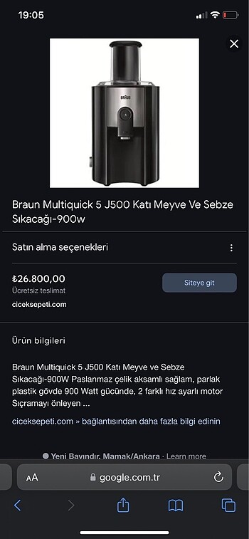 Braun Braun multiquick meyve ve sebze sıkacağı