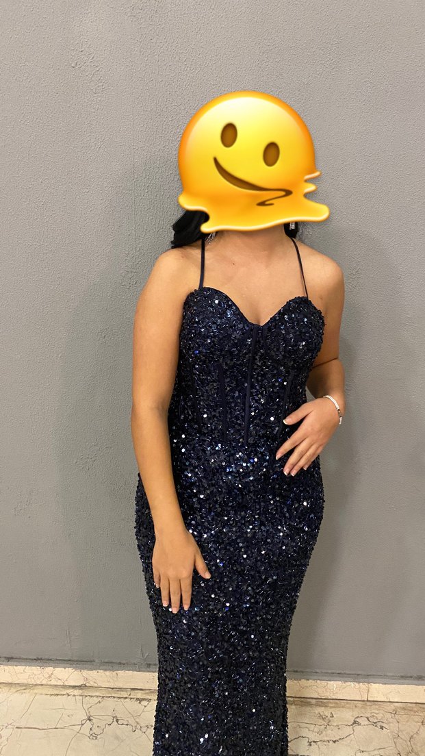 Parlak Lacivert Abiye Elbise - Görsel 2